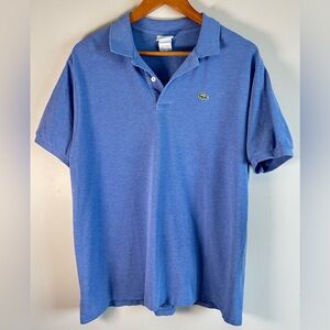 Vintage Lacoste Made in France Mens Sz 7 Large Polo Shirt Blue Short Sleeve EUC